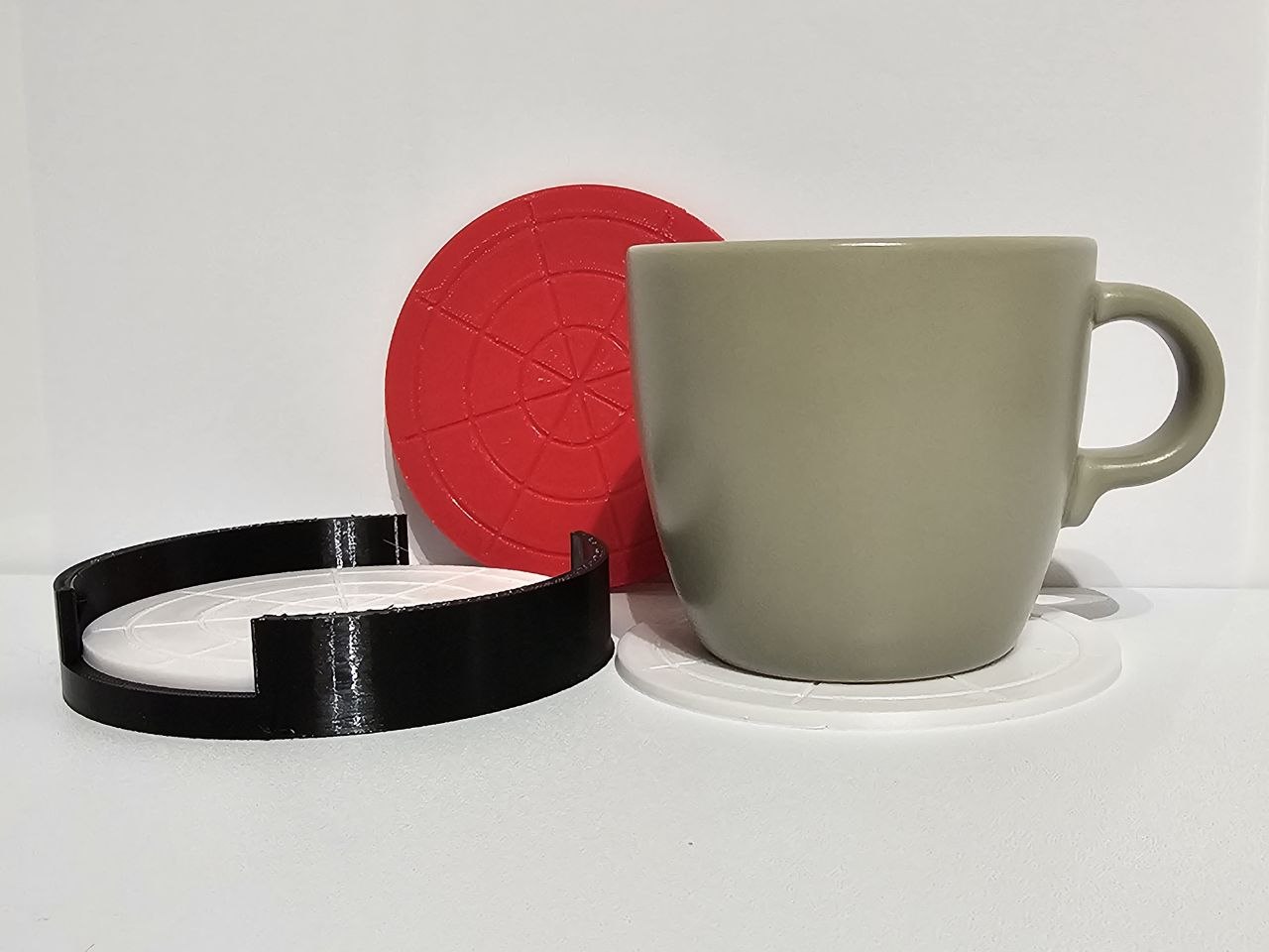 Posavasos telaraña — juego de 4 y bandeja soporte